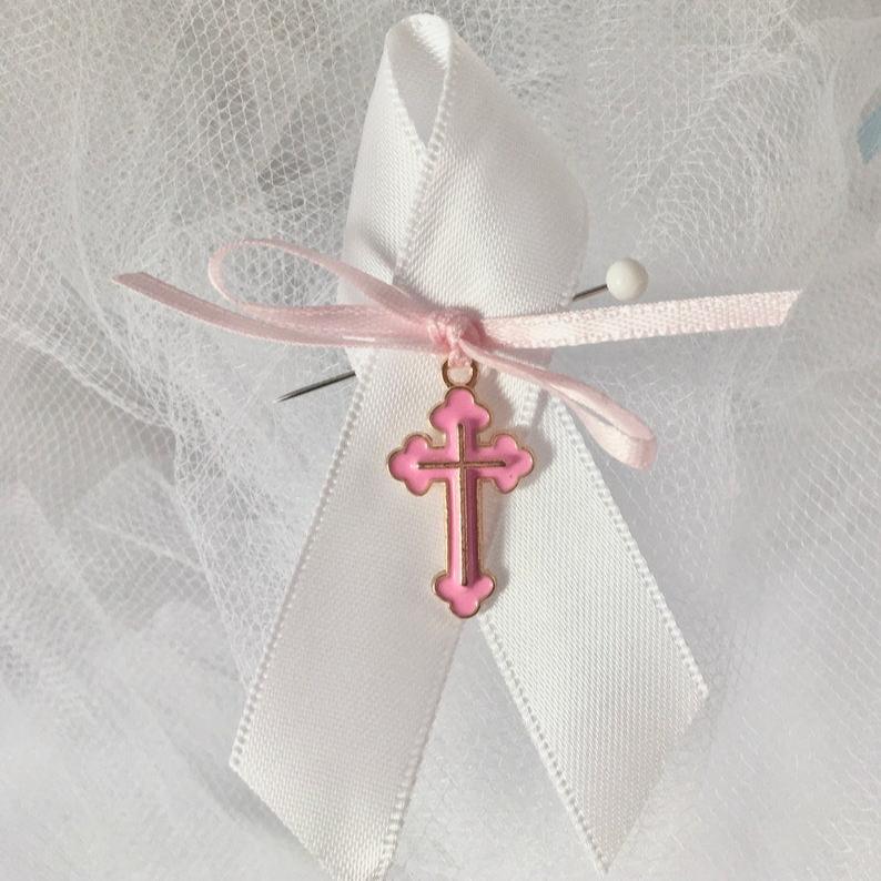 10 Traditional martyrika-martyrika for girls-witness pins-Orthodox Baptism items-Christening-white pink martirika