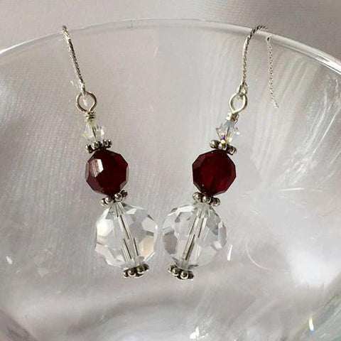 Earrings-Sterling silver earrings-Crystal earrings-Christmas Gifts-Gifts for her-Garnet