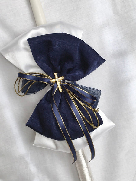 Baptism candles for boys-navy blue and gold Baptism lambathes-unique Baptism candles-Christening-THEODOROS