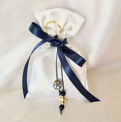 Favors-Baptism Favors for boys-bombonieres-white bag favors-navy blue favors-Mi Bautizo-recuerdos para mi Bautizo