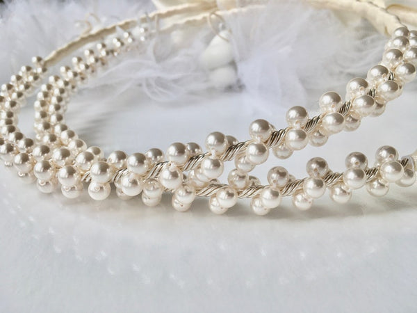 LAUREN Wedding crowns-stefana-Orthodox Wedding items-Greek Wedding-pearl stephana-ivory stefana