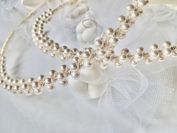 LAUREN Wedding crowns-stefana-Orthodox Wedding items-Greek Wedding-pearl stephana-ivory stefana