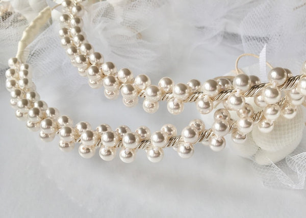 LAUREN Wedding crowns-stefana-Orthodox Wedding items-Greek Wedding-pearl stephana-ivory stefana