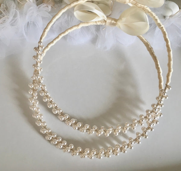 LAUREN Wedding crowns-stefana-Orthodox Wedding items-Greek Wedding-pearl stephana-ivory stefana