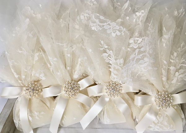 10 Pcs. Wedding Favors-Bomboneres-Orthodox Wedding-Ivory Lace Favors