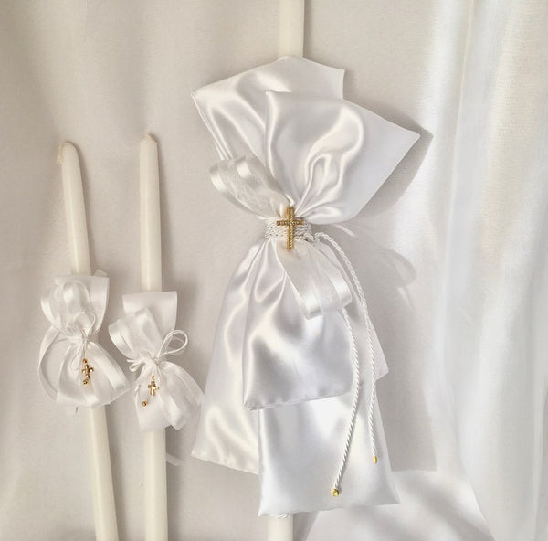 Orthodox Baptism candles set for girls-Baptism for boys-Christening-white lambathes-elegant Baptism lambades