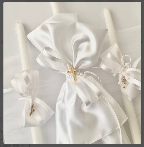 Orthodox Baptism candles set for girls-Baptism for boys-Christening-white lambathes-elegant Baptism lambades