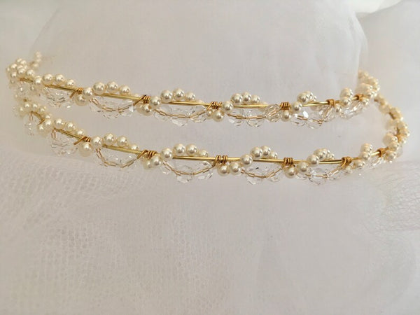 Stephana-Orthodox Wedding stefana-Wedding crowns-gold stephana-Austrian crystal pearl stefana-Στέφανα