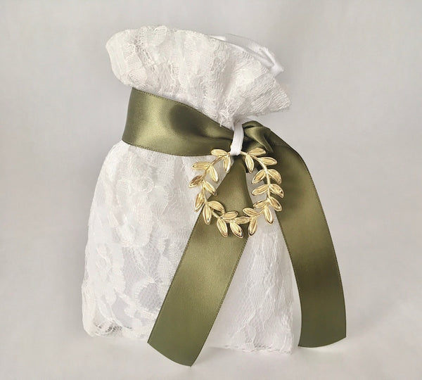 Wedding favors-bomponieres-bag favors-pouch favors-olive branch favors