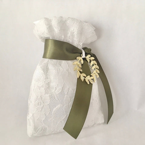 Wedding favors-bomponieres-bag favors-pouch favors-olive branch favors