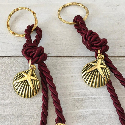 HAND MADE-10 Pcs. Baptism favors-Orthodox Baptism-Nautical favors for boys-favors for girls-shell favors-burgundy cord favors-mi Bautizo