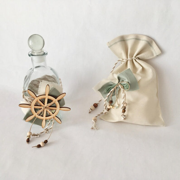 ALEXANDER-Baptism oil bottle-soap bag-Baptism essential-nautical Baptism bottle-sage green Baptism items