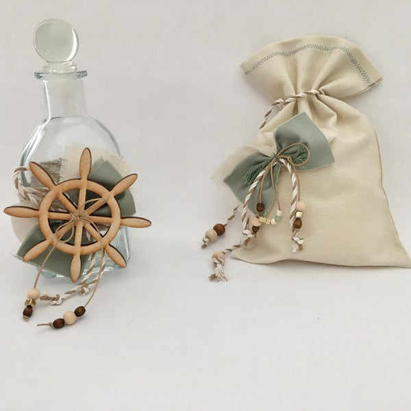 ALEXANDER-Baptism oil bottle-soap bag-Baptism essential-nautical Baptism bottle-sage green Baptism items