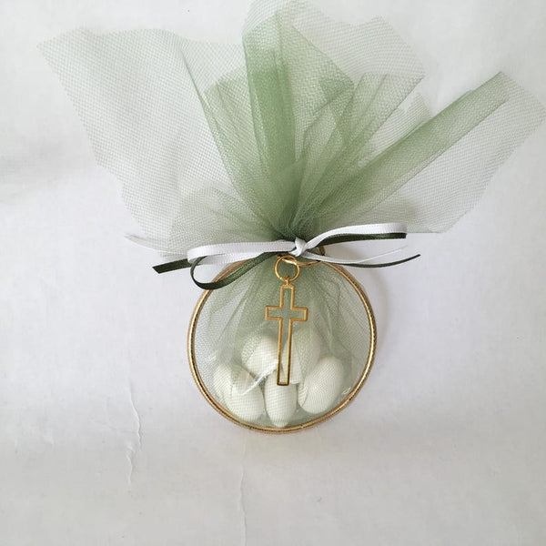 Baptism favors-10 bomponieres-party favors-mi Bautizo-Christening-Olive green bomboneres-favors for boys-favors for girls